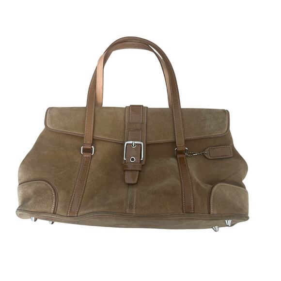 Vintage Authentic Coach Suede Brown Leather Bag Purse Y2K Classic - Picture 1 of 8